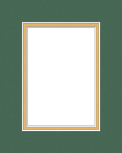 8" x 10" Double Mat - Williamsburg Green on Chamois Gold with 4 ½" x 6 ½" opening on Chamois Gold. Order online in minutes. Custom Mats in any Size/Color/Quantity. High Quality Mattes, Made in USA